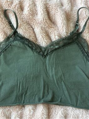Lace Trim Olive Green Cami Tank